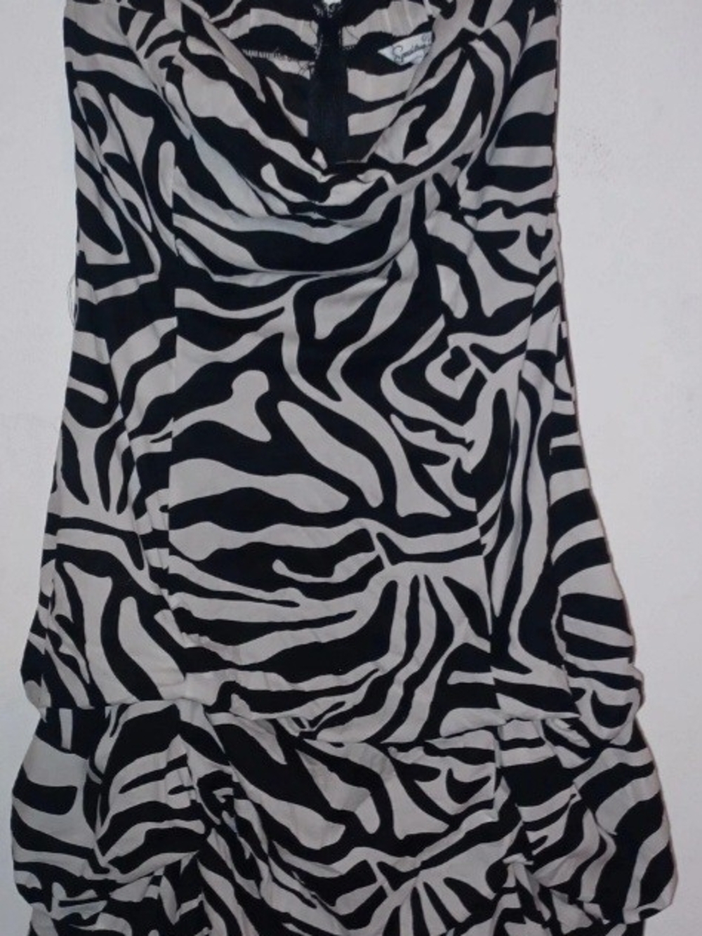 VINTAGE Black & White Zebra Print Cowl Neck Women's Top